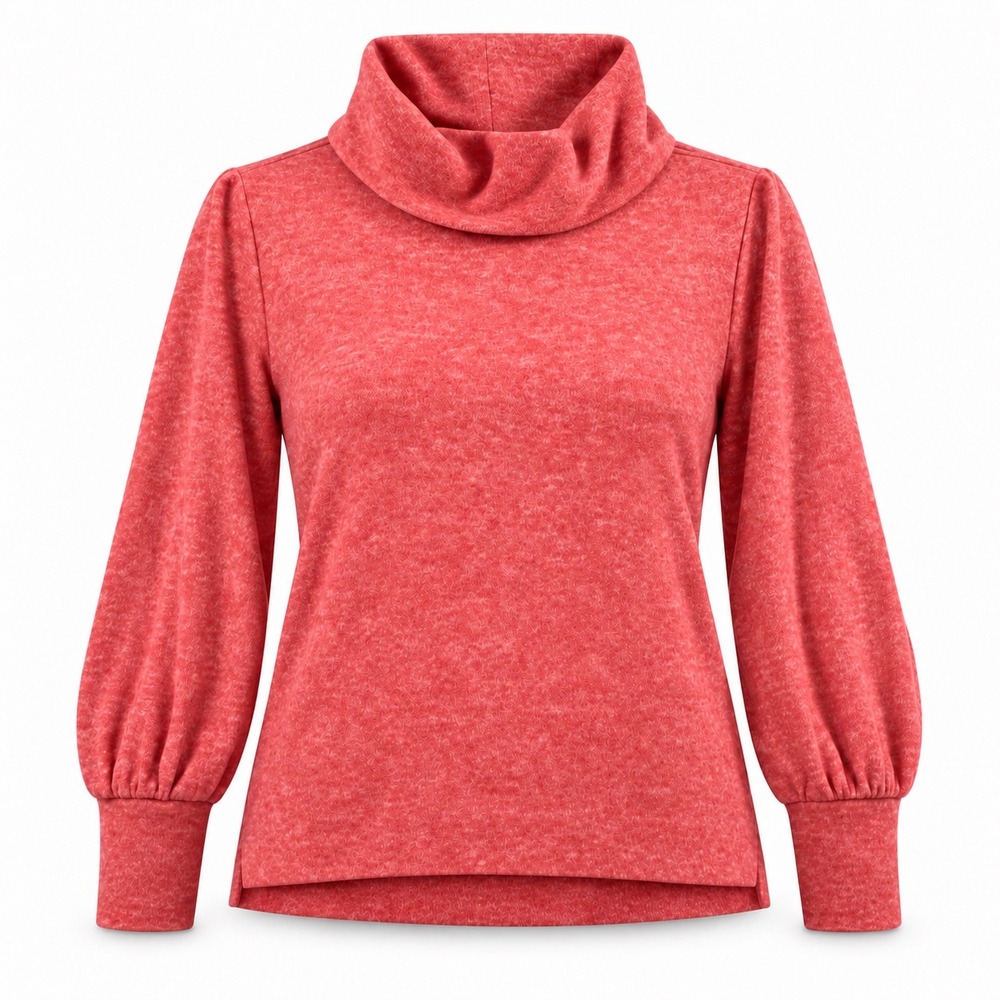 Maeve Anthropologie Cowl Neck Top Women Small Coral Puff Sleeve Sweater